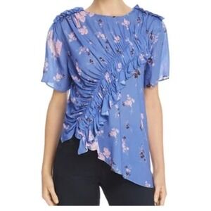 Preen Line Yume purple floral asymetrical‎ blouse fairycore whimsical preppy